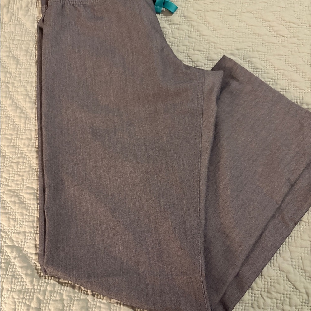 Figs Charcoal Gray Pants with Teal Accent